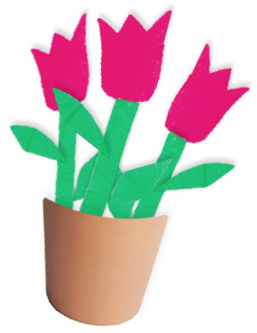 Bricolage fleurs tulipes en papier avec pot